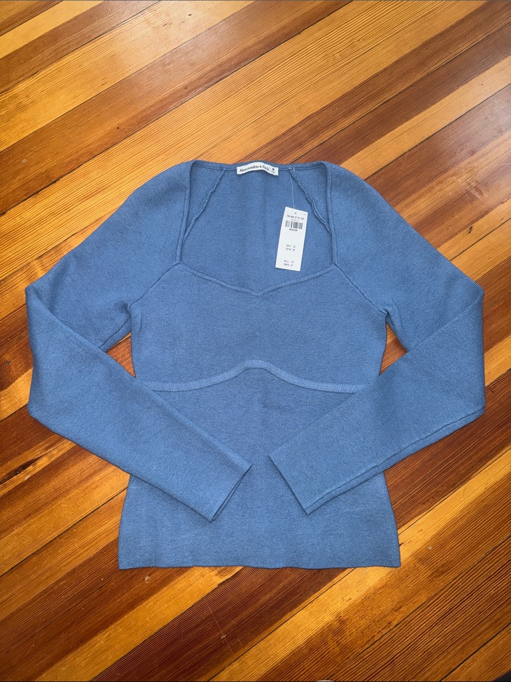 Abercrombie & Fitch Dusty Blue Long-Sleeve Knit Top